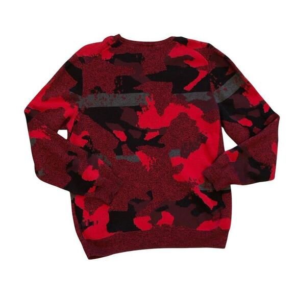 Alfani Mens Crewneck Sweater Sz L Red Abstract 100% Cotton Festive - Picture 4 of 6